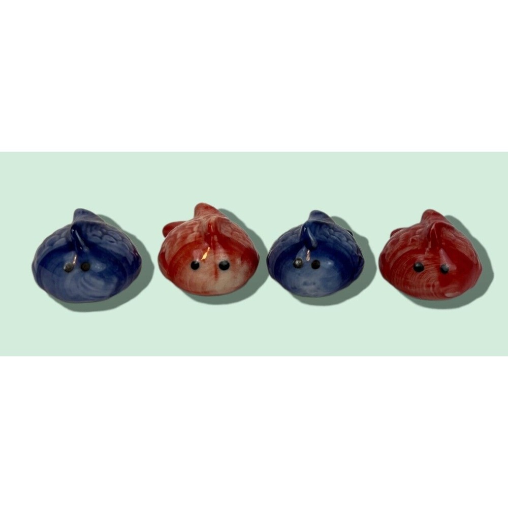 Ceramic Fish 2 1/2" Hand‎ painted  red and blue
